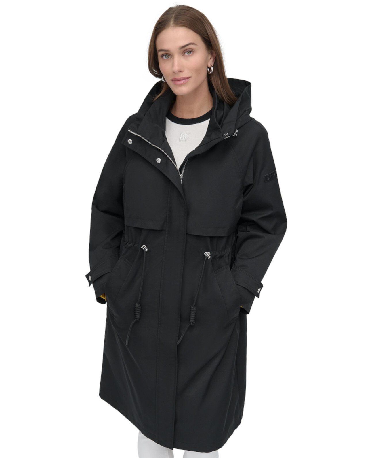 Women's Hooded Zip-Front Long Anorak Coat DKNY