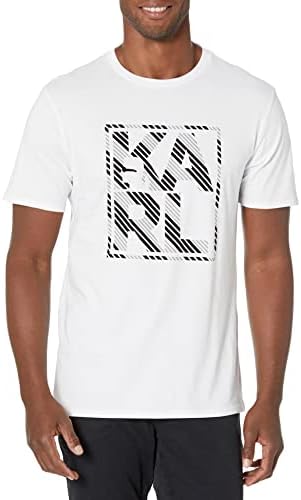 Karl Lagerfeld Paris Men's Stack Striped Logo Crewneck Short Sleeve Solid T-Shirt Karl Lagerfeld