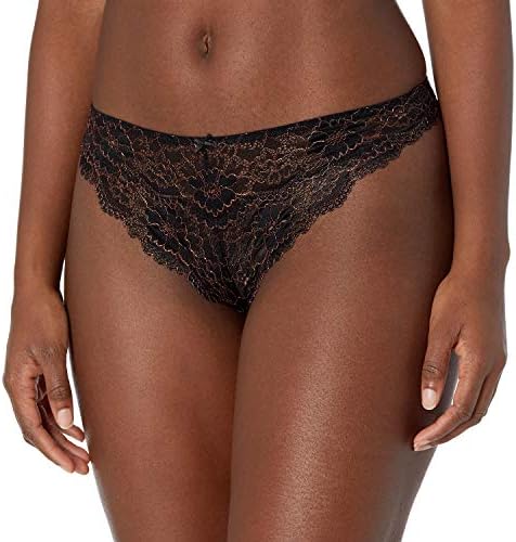 GUESS Women's Metal Logo Tab Lace Thong Panty Guess