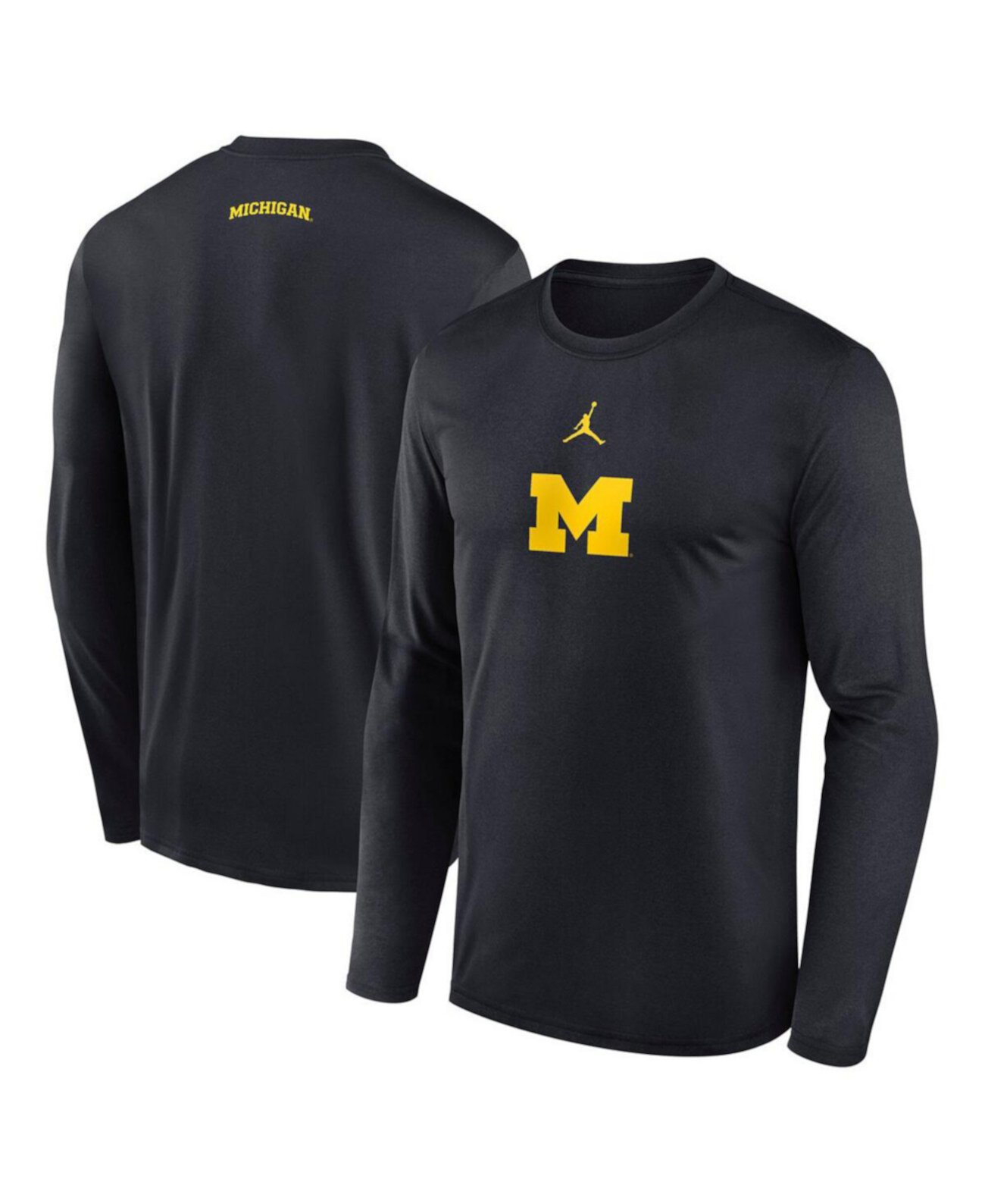 Мужская черная футболка с длинными рукавами Michigan Wolverines Basketball Shootaround Performance от Jordan с технологией Dri-FIT Jordan