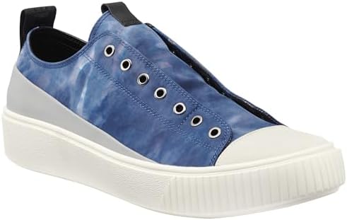 Karl Lagerfeld Paris Men's Tie Dye Lace Free Lowtop Sneaker, Blue, 8 Karl Lagerfeld