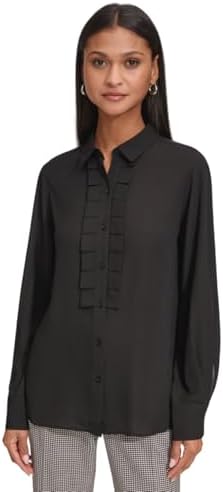 KARL LAGERFELD Long Sleeve Collared Button Front Blouse Karl Lagerfeld