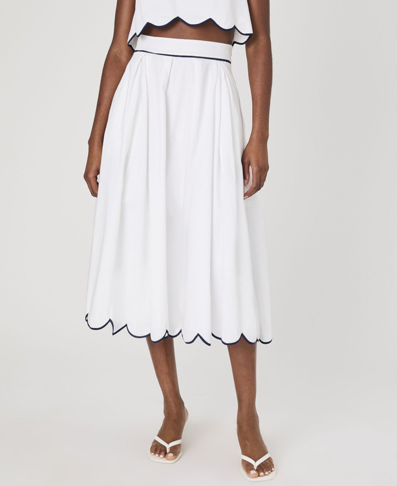 Women's Alexis Cotton Scallop Midi Skirt French Connection