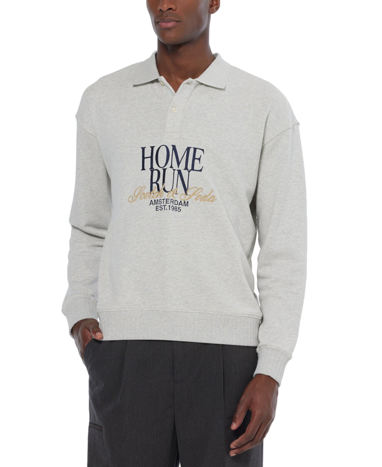 Men's Relaxed-Fit Logo Embroidered Polo Sweatshirt Scotch & Soda