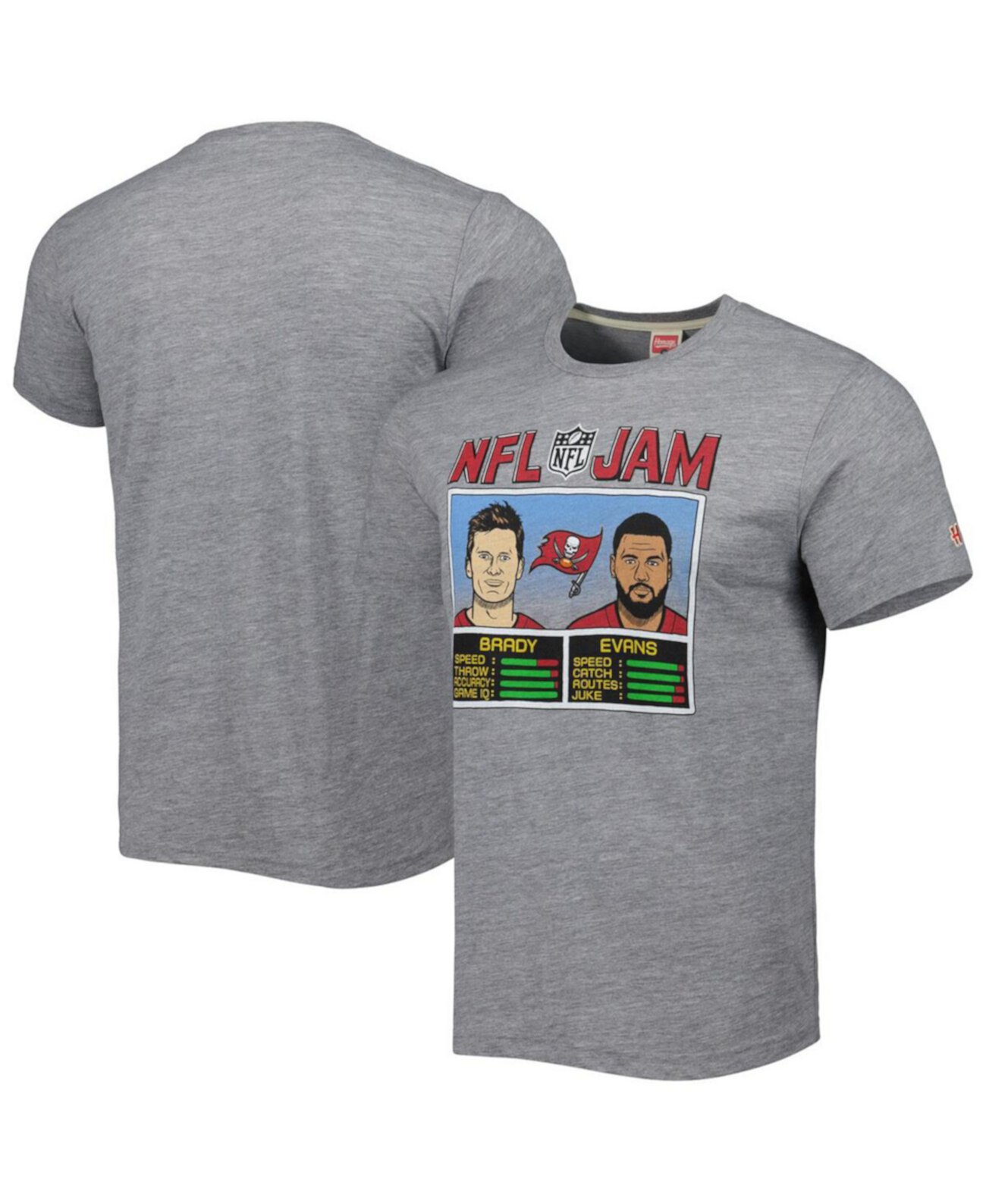 Men's Tom Brady and Mike Evans Heather Gray Tampa Bay Buccaneers NFL Jam Tri-Blend T-shirt Homage