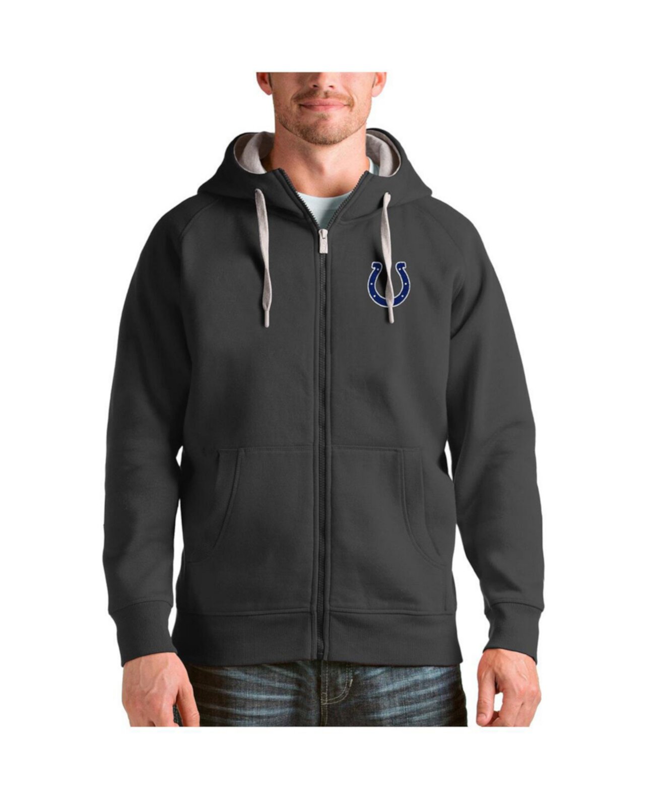 Men's Charcoal Indianapolis Colts Victory Full-Zip Hoodie Antigua