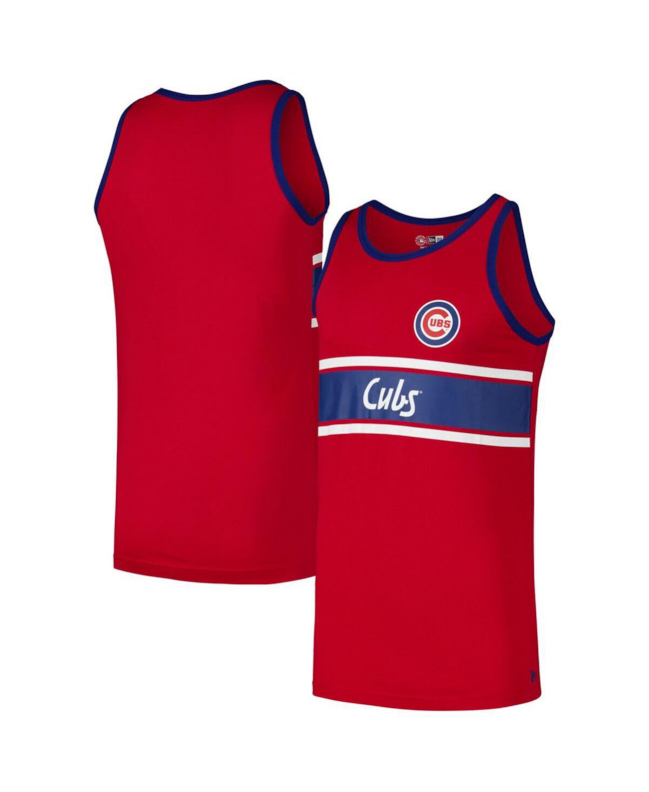 Men's Red Chicago Cubs Jersey Ringer Tank Top New Era