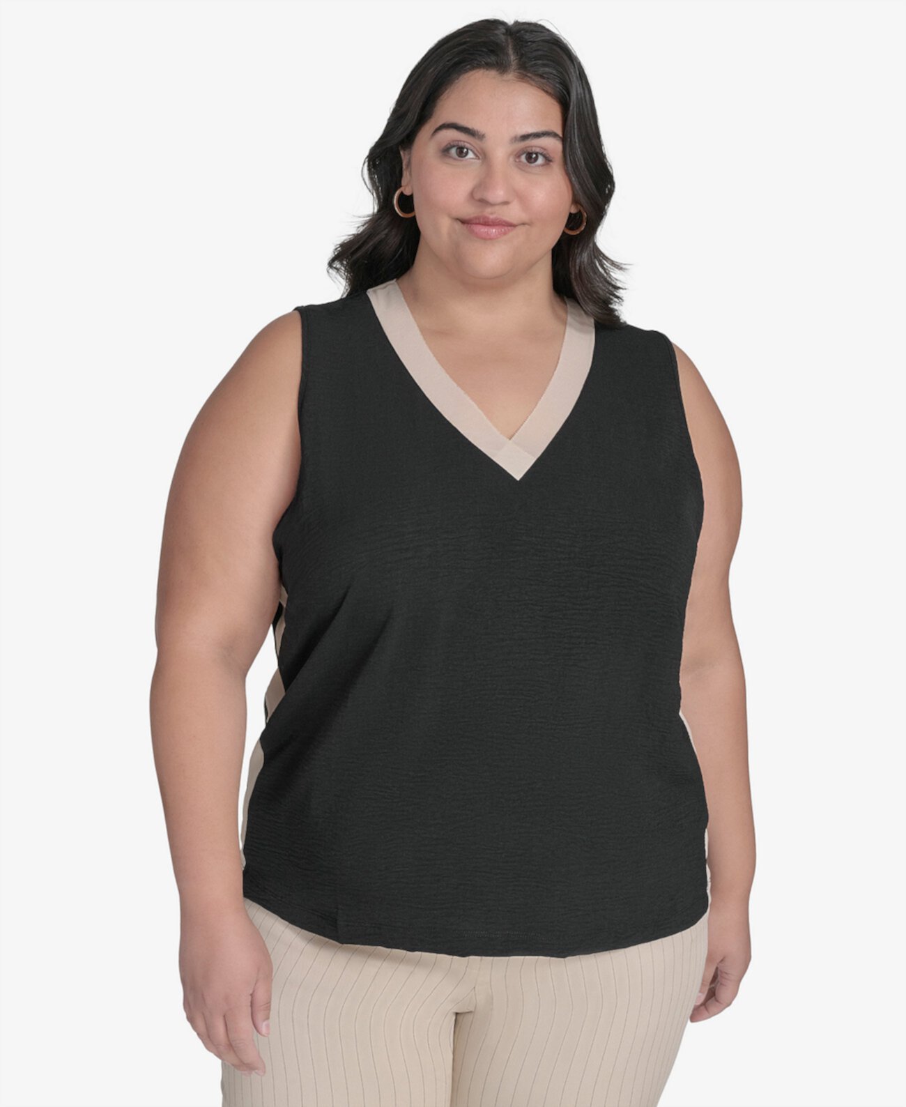 Plus Size V-Neck Sleeveless Blouse DKNY