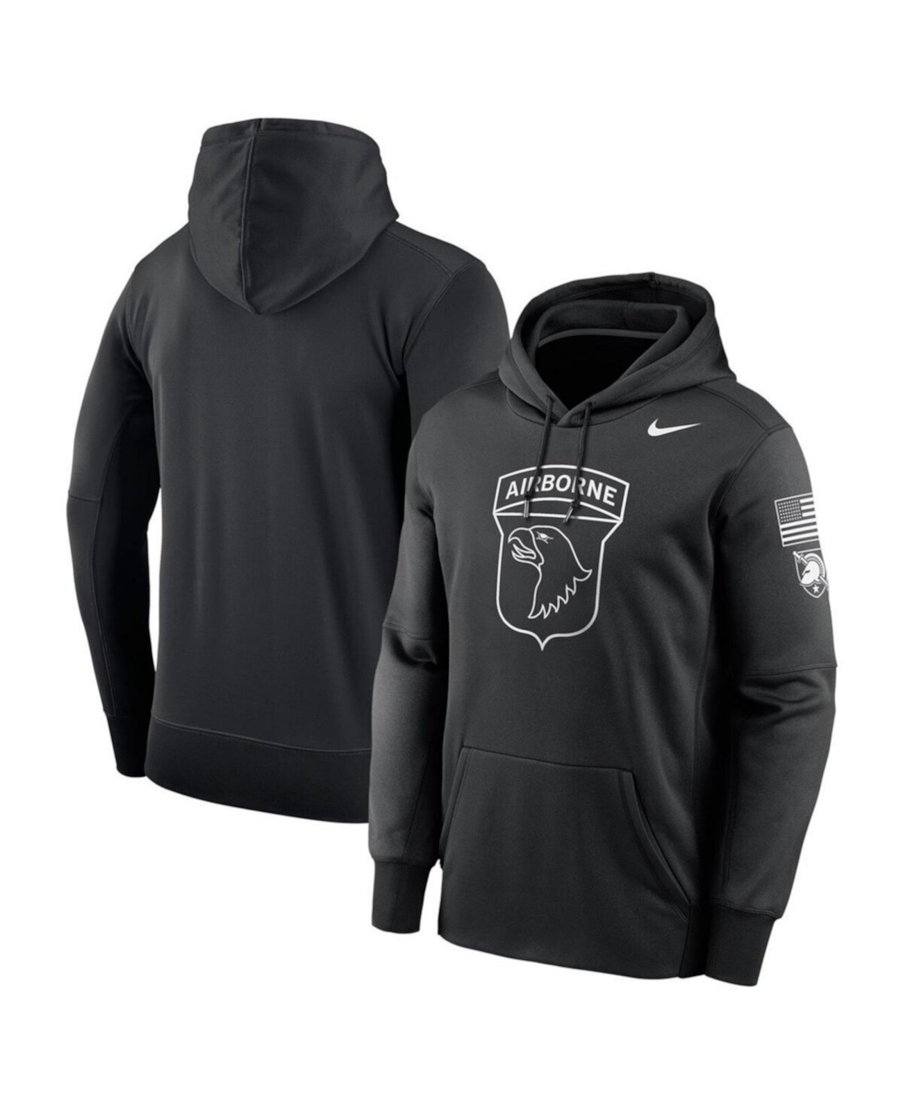 Men's Black Army Black Knights 2024 Rivalry Collection Airborne Eagle Therma Fleece Pullover Hoodie Nike