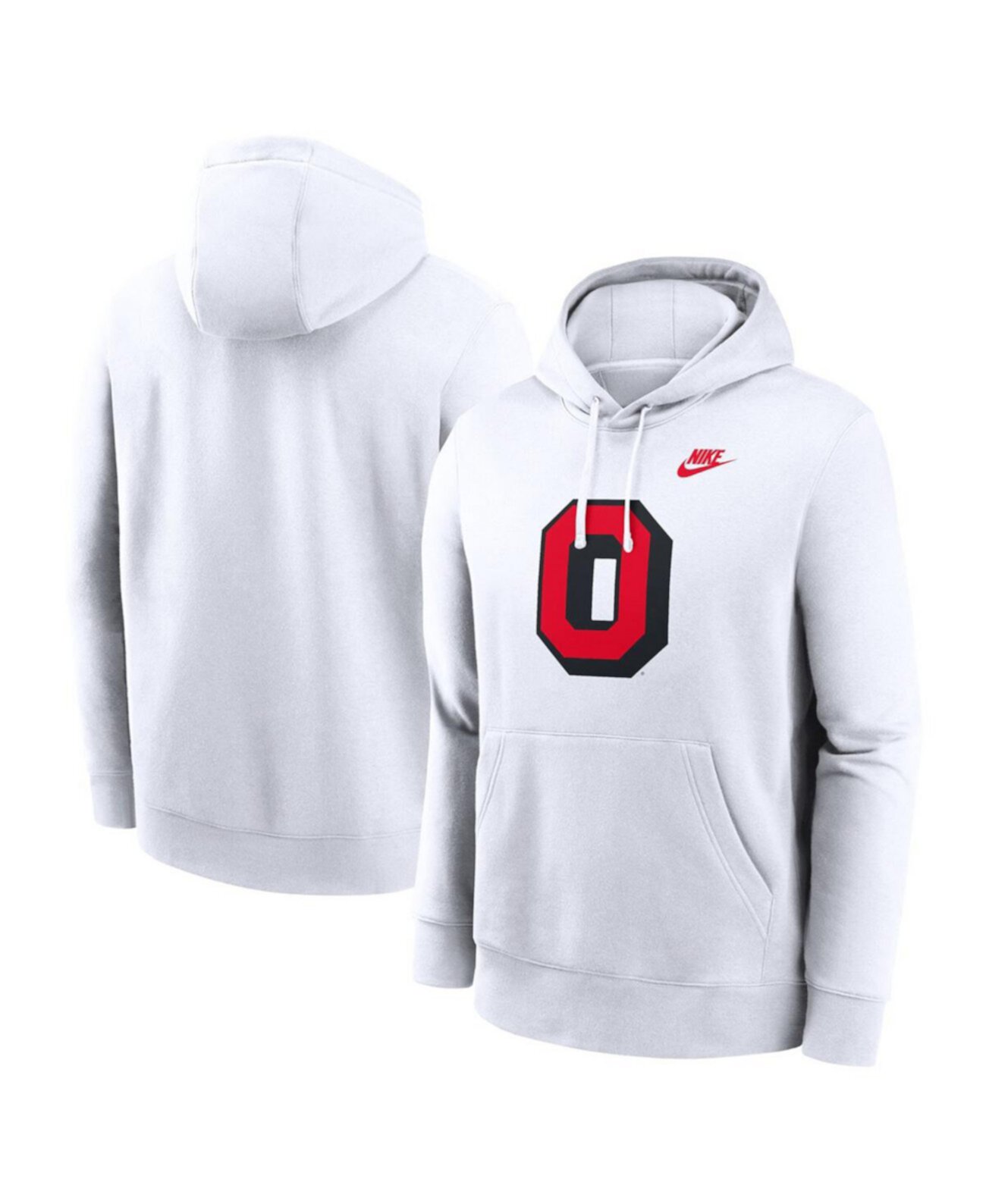 Men's White Ohio State Buckeyes Legacy Logo Club Fleece Pullover Hoodie Nike