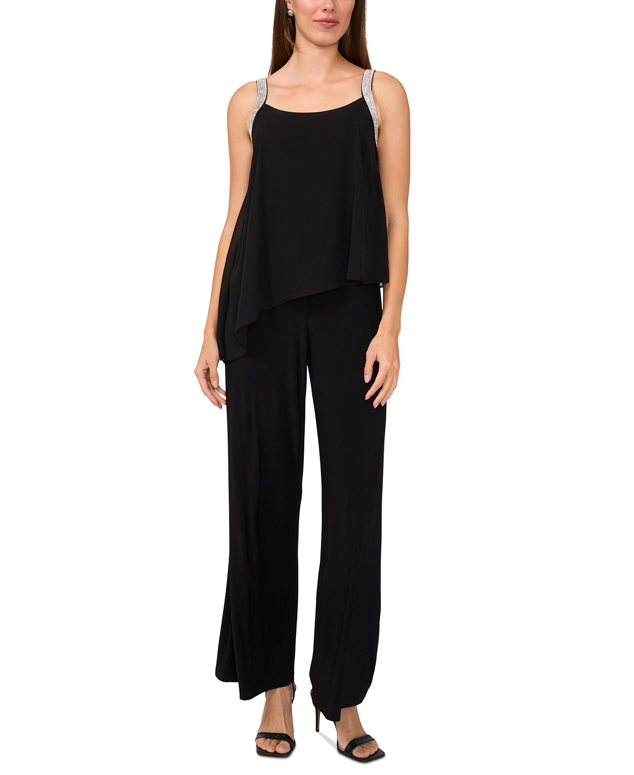 Women's Rhinestone-Strap Popover-Top Jumpsuit Msk