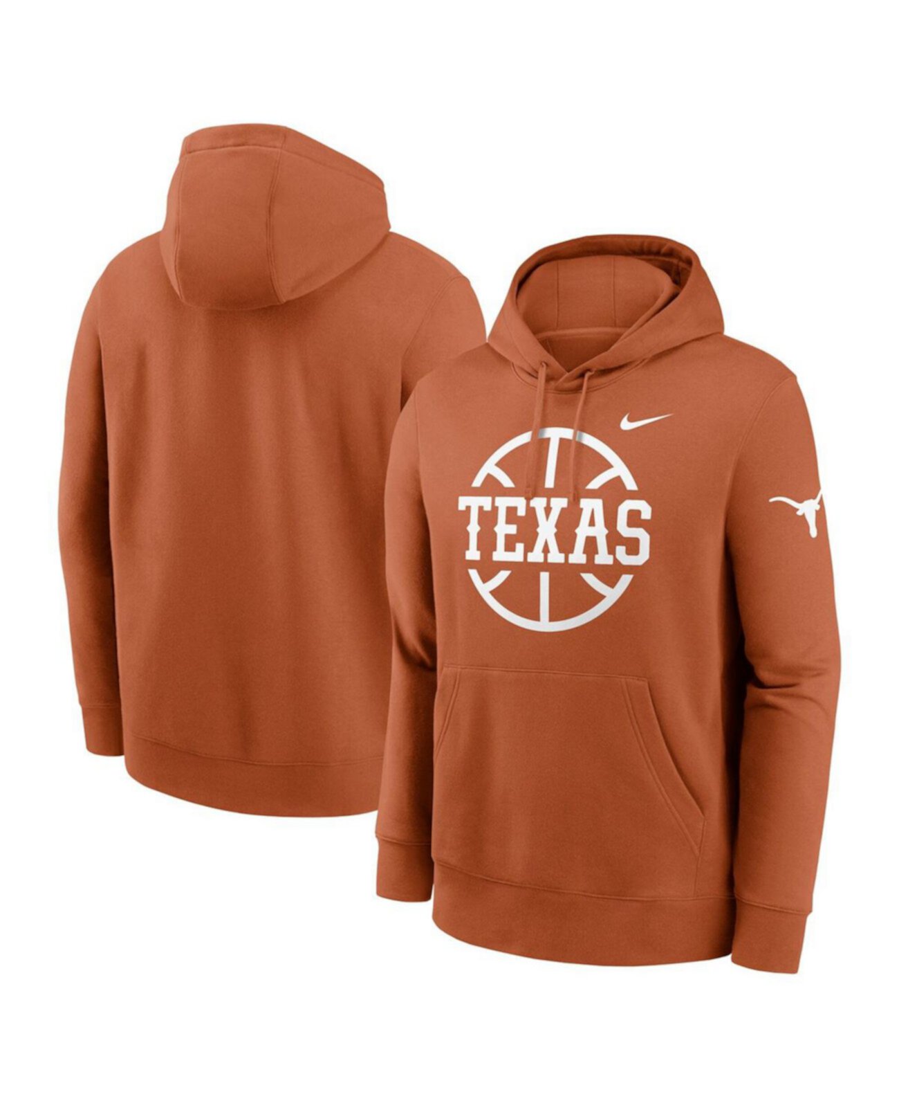 Men's Texas Orange Texas Longhorns Basketball Icon Club Fleece Pullover Hoodie Nike