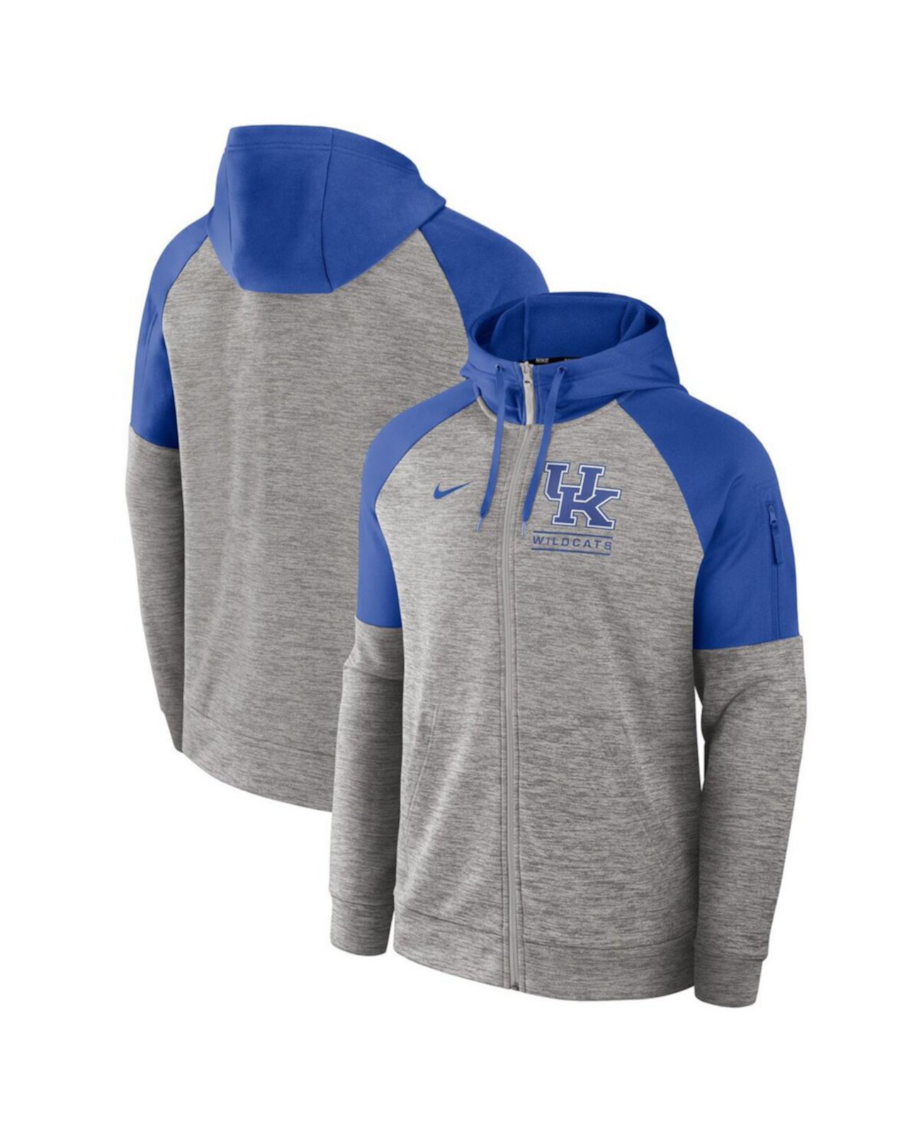 Men's Heather Gray Kentucky Wildcats Fitness Raglan Performance Full-Zip Hoodie Nike