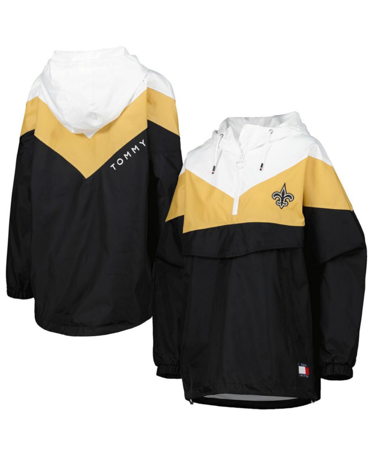 Women's White/Gold New Orleans Saints Staci Half-Zip Hoodie Windbreaker Jacket Tommy Hilfiger