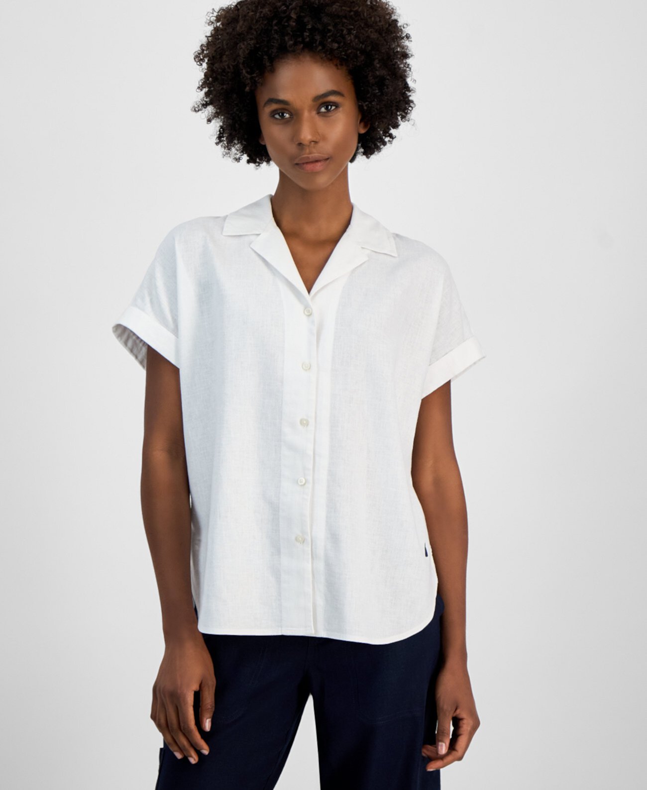 Women's Collared Short-Sleeve Camp Shirt Nautica Jeans