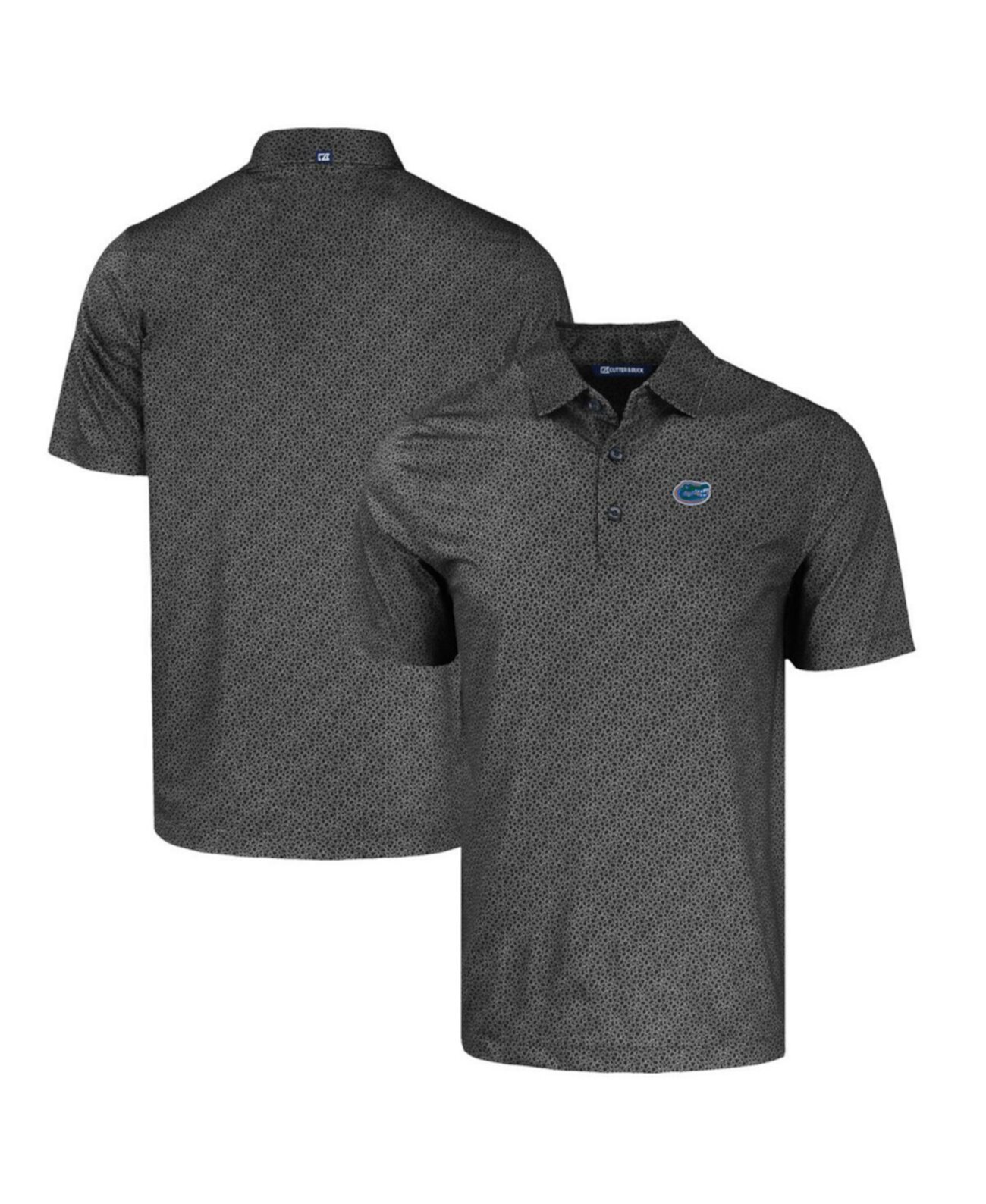 Men's Black Florida Gators Pike Eco Pebble Print Stretch Polo Cutter & Buck