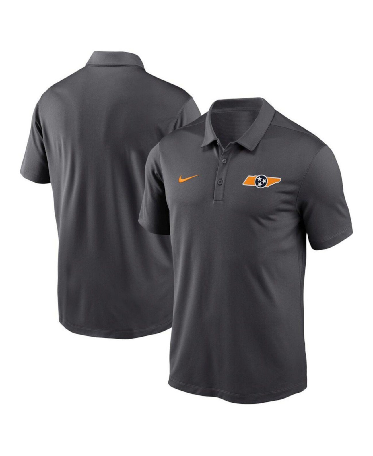 Антрацитовое мужское поло Nike Tennessee Volunteers с трехкнопочной планкой и технологией Dri-FIT Nike