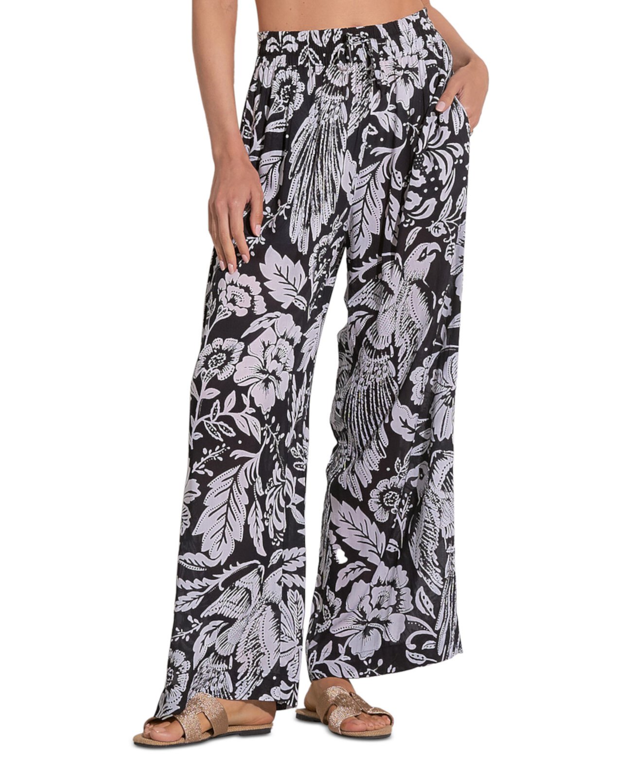 Women's Maldives Floral-Print Wide-Leg Pants Elan