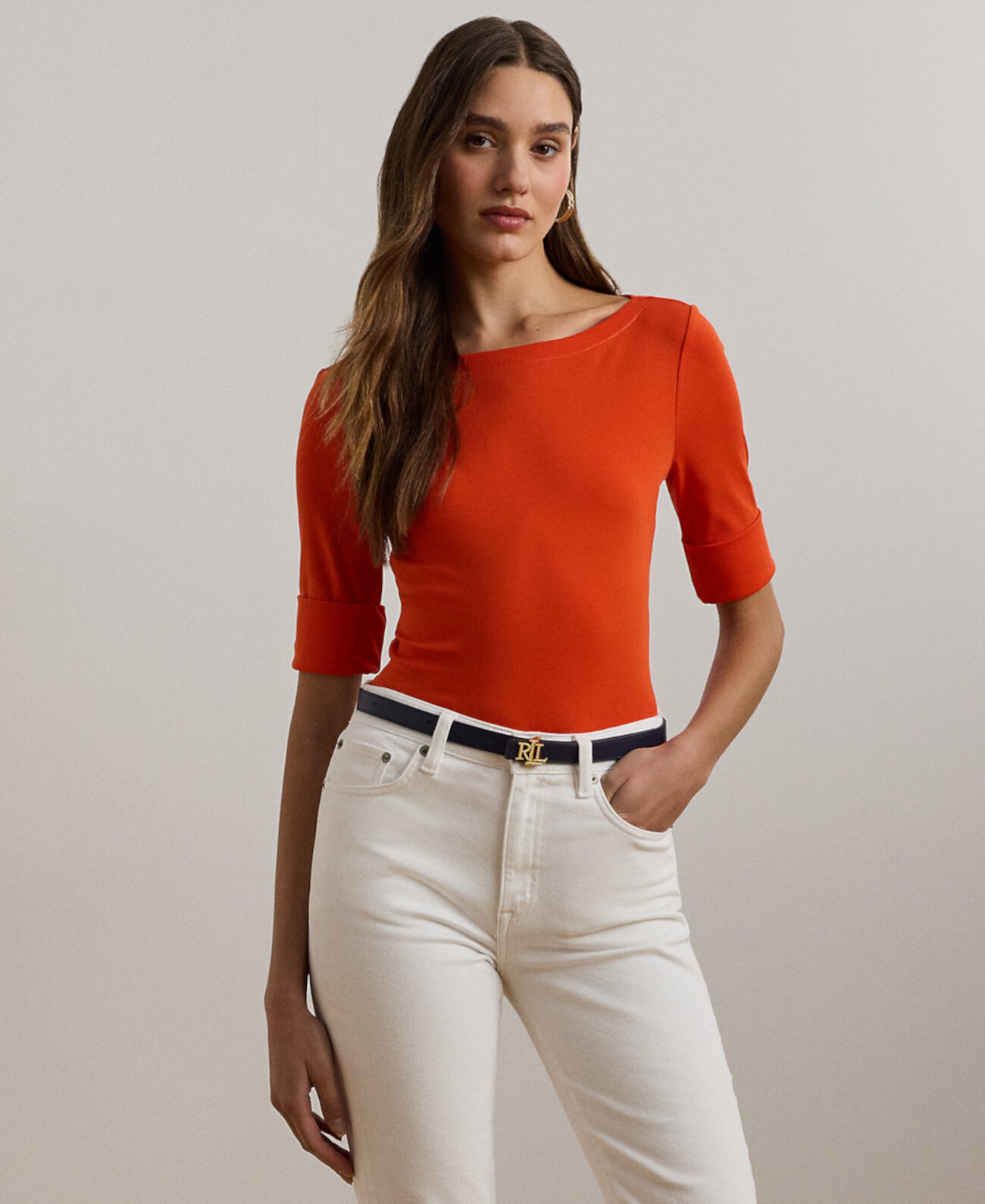 Petite Stretch Cotton Boatneck Tee LAUREN Ralph Lauren