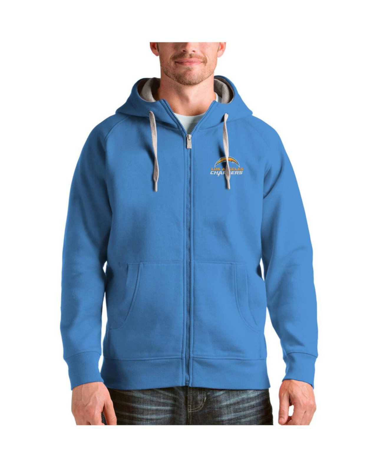 Men's Powder Blue Los Angeles Chargers Victory Full-Zip Hoodie Antigua