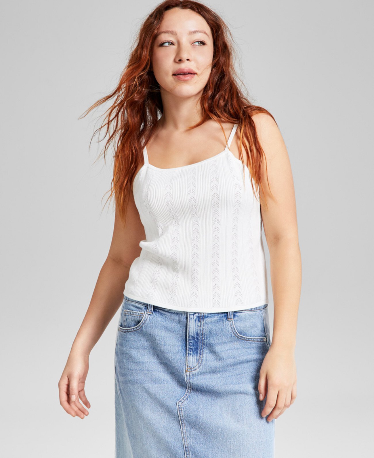 Women's Scoop-Neck Pointelle Tank Top, Exclusively at Macy's And Now This