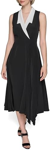 KARL LAGERFELD Women's Colorblock Silky Crepe Sleeveless Midi Dress Karl Lagerfeld