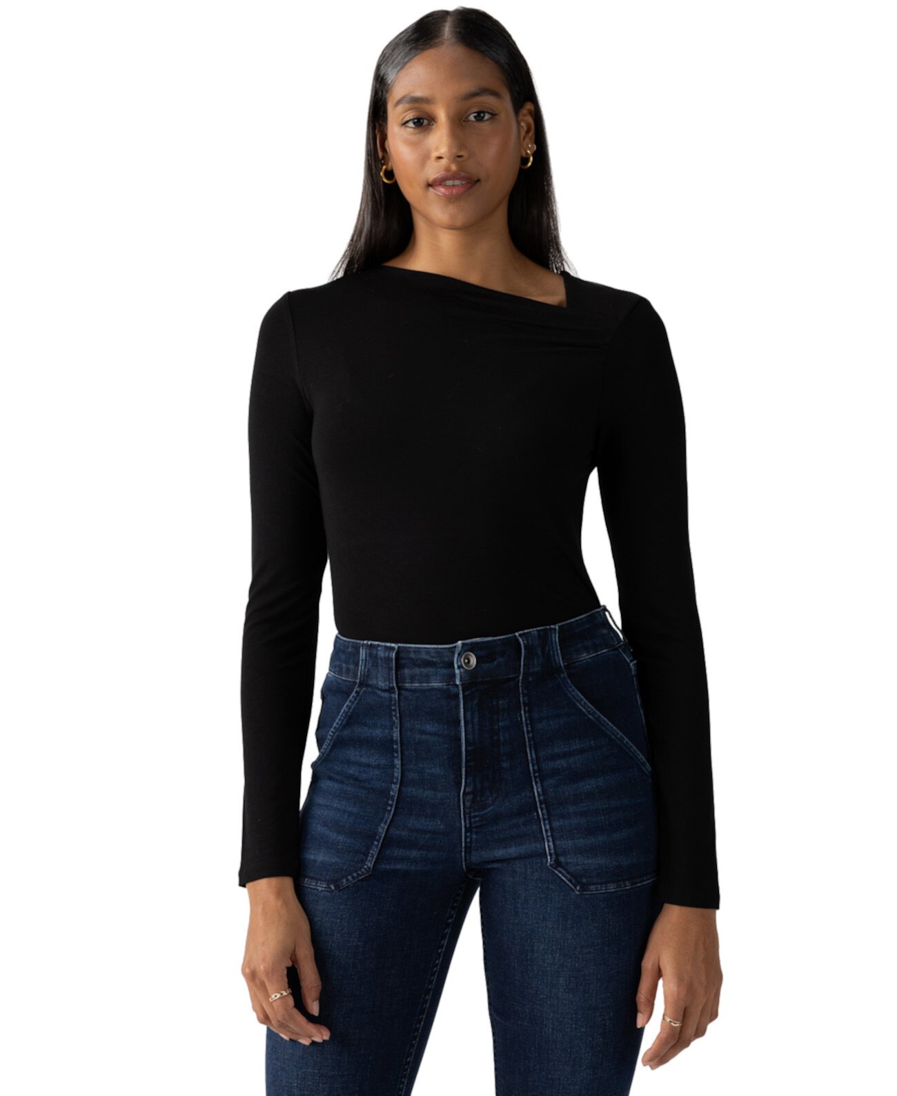 Women's Asymmetrical-Neck Long-Sleeve Top Sanctuary