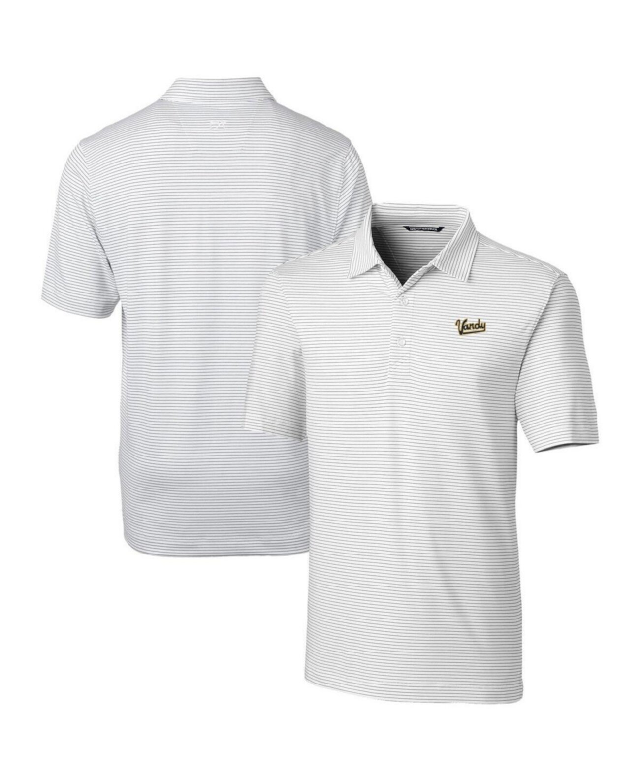 Men's White Vanderbilt Commodores Vault Forge Pencil Stripe Stretch Polo Cutter & Buck