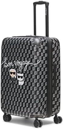 Karl Lagerfeld Paris Expandable Spinners Hardside Bon Voyage Suitcase, Black/Grey Karl Lagerfeld