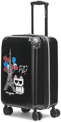 Karl Lagerfeld Paris Expandable Spinners Hardside Up in Paris Suitcase, Black, 12.2 x 20.5 x 30.7 inches Karl Lagerfeld