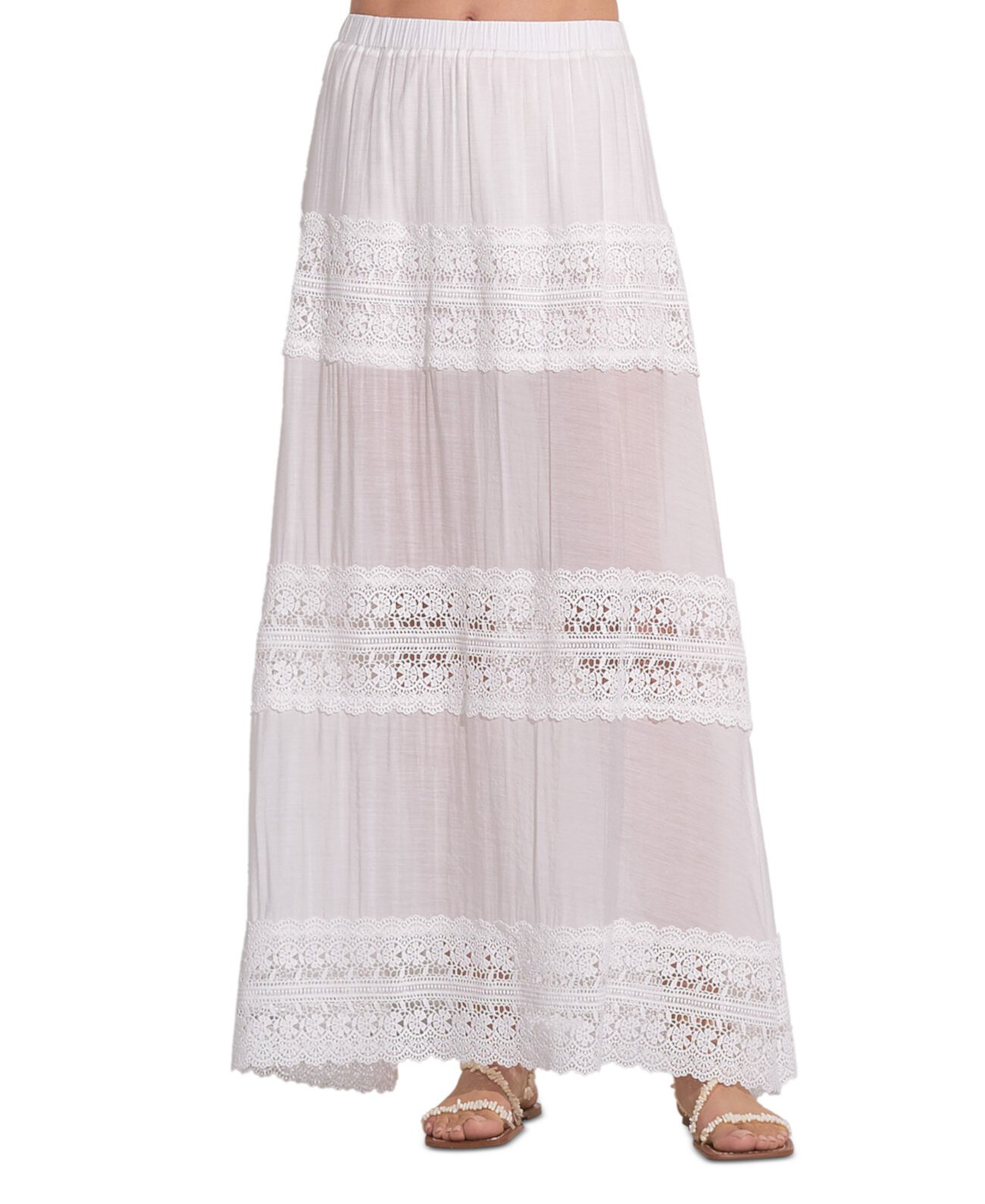 Women's Crochet-Lace Tiered Maxi Skirt Elan