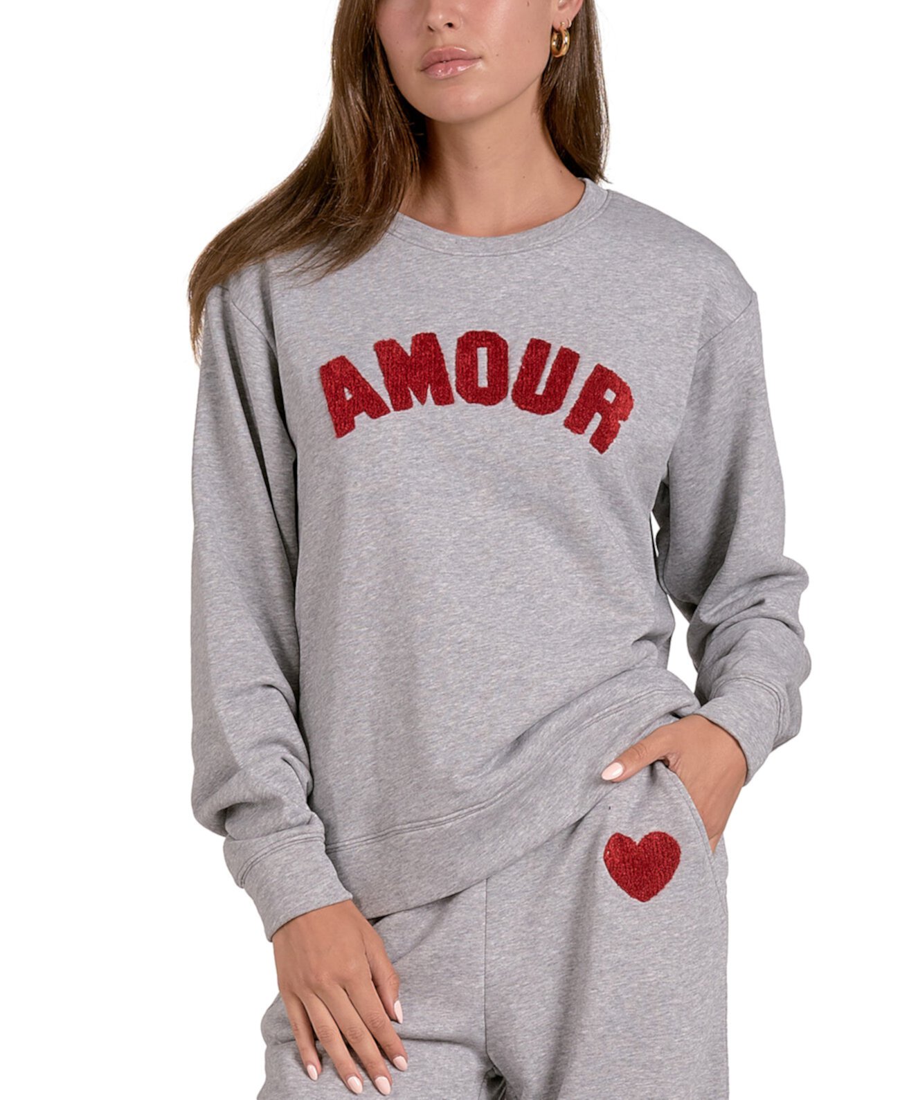 Women's Cotton Amour Graphic Crewneck Long-Sleeve Sweatshirt Elan