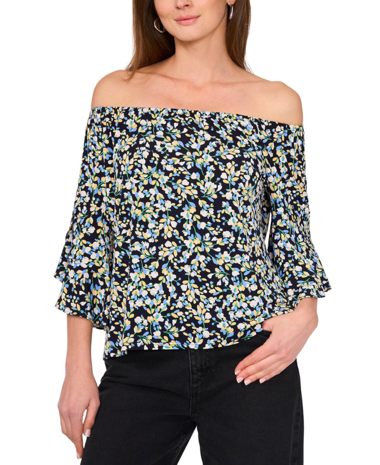 Petite Printed Off-The-Shoulder Top Sam & Jess