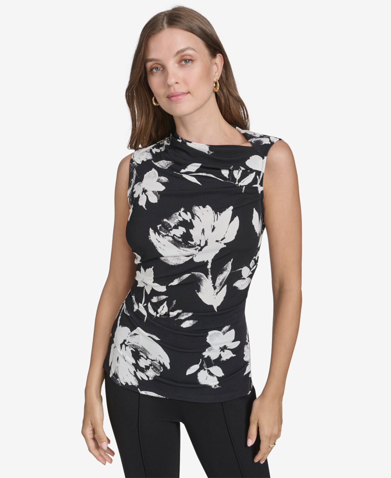 Women's Asymmetrical-Neck Sleeveless Top Halston