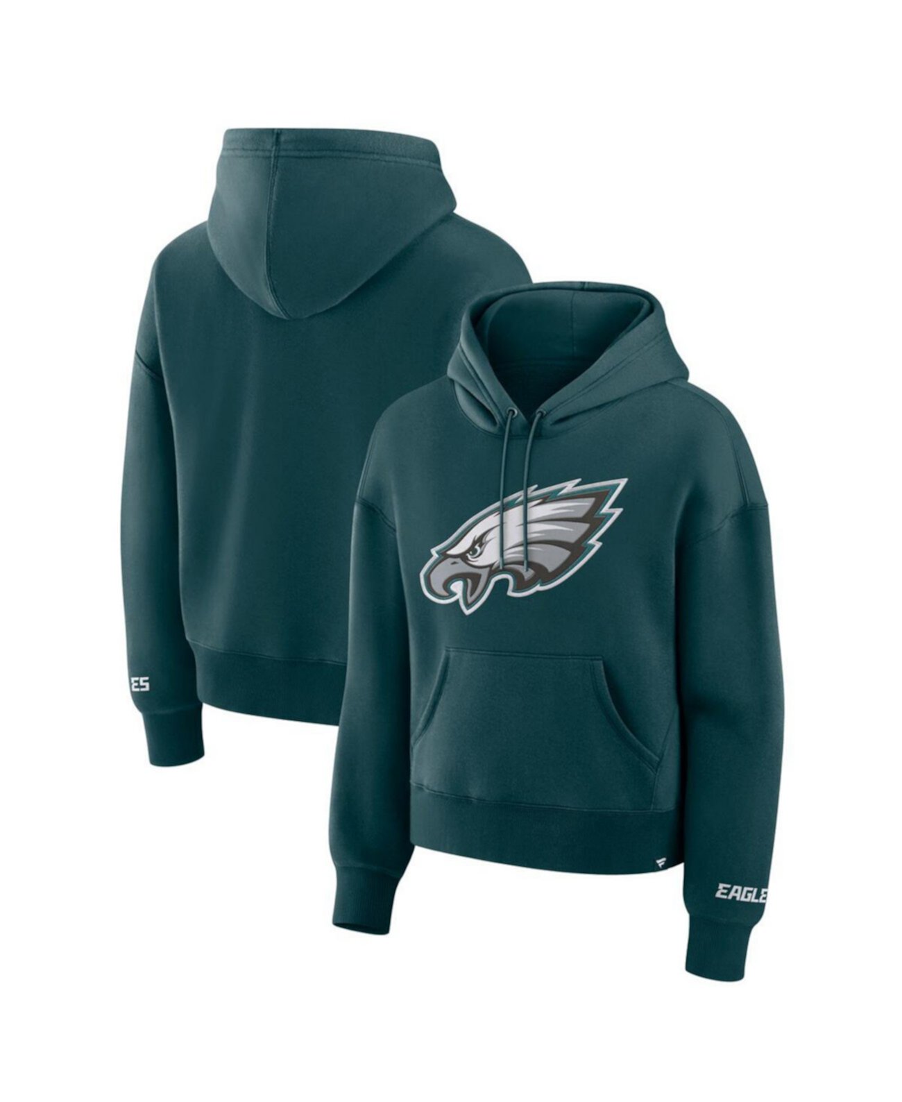 Женское зеленое худи из мягкого флиса с вышивкой и карманом Philadelphia Eagles Legacy Fanatics