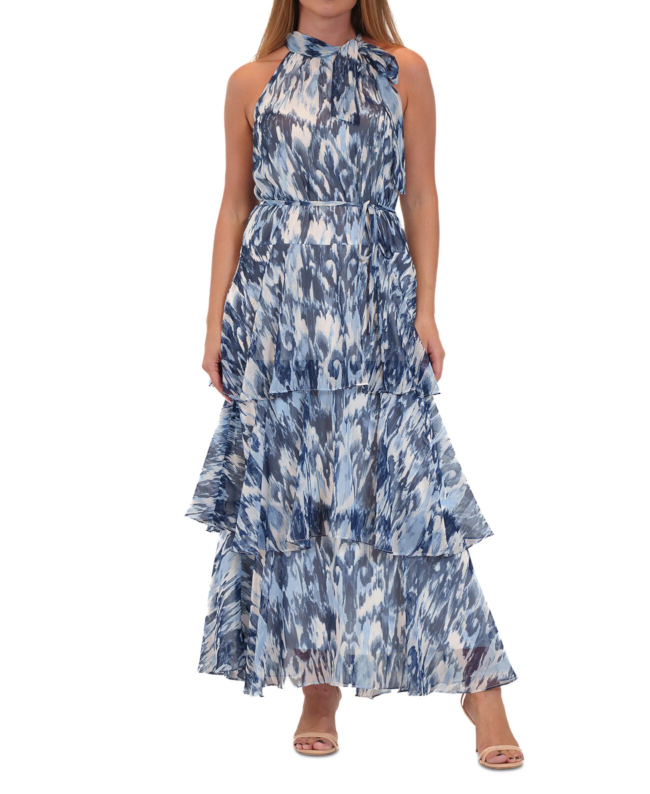 Women's Side-Tie Halter Tiered Maxi Dress Julia Jordan