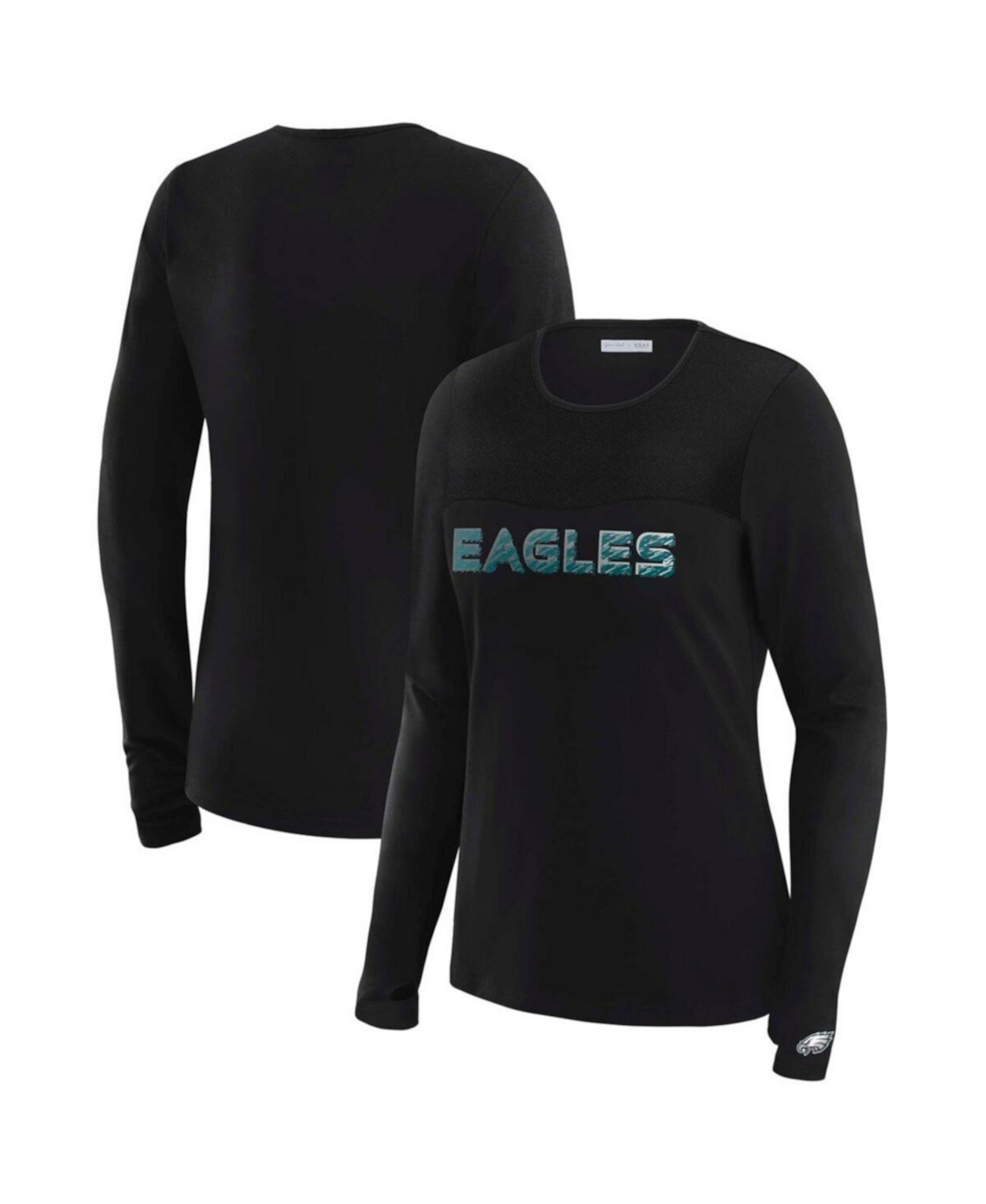 x Gracie Hunt Women's Black Philadelphia Eagles Mesh Panel Long Sleeve T-Shirt WEAR by Erin Andrews