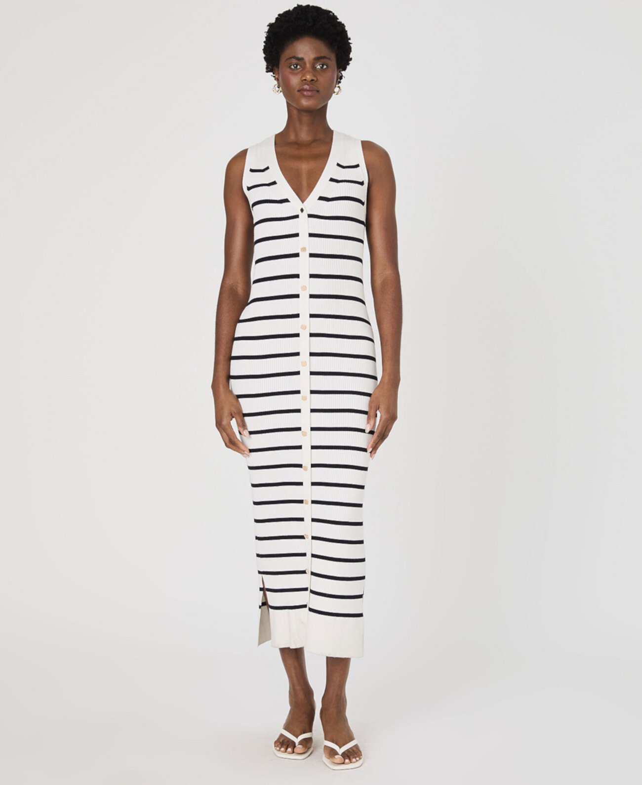 Women's Nadina Striped Sleeveless Rib-Knit Dress French Connection