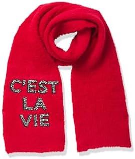 KARL LAGERFELD womens Sparkle Embroidered Letters C'est La Vie Scarf Karl Lagerfeld