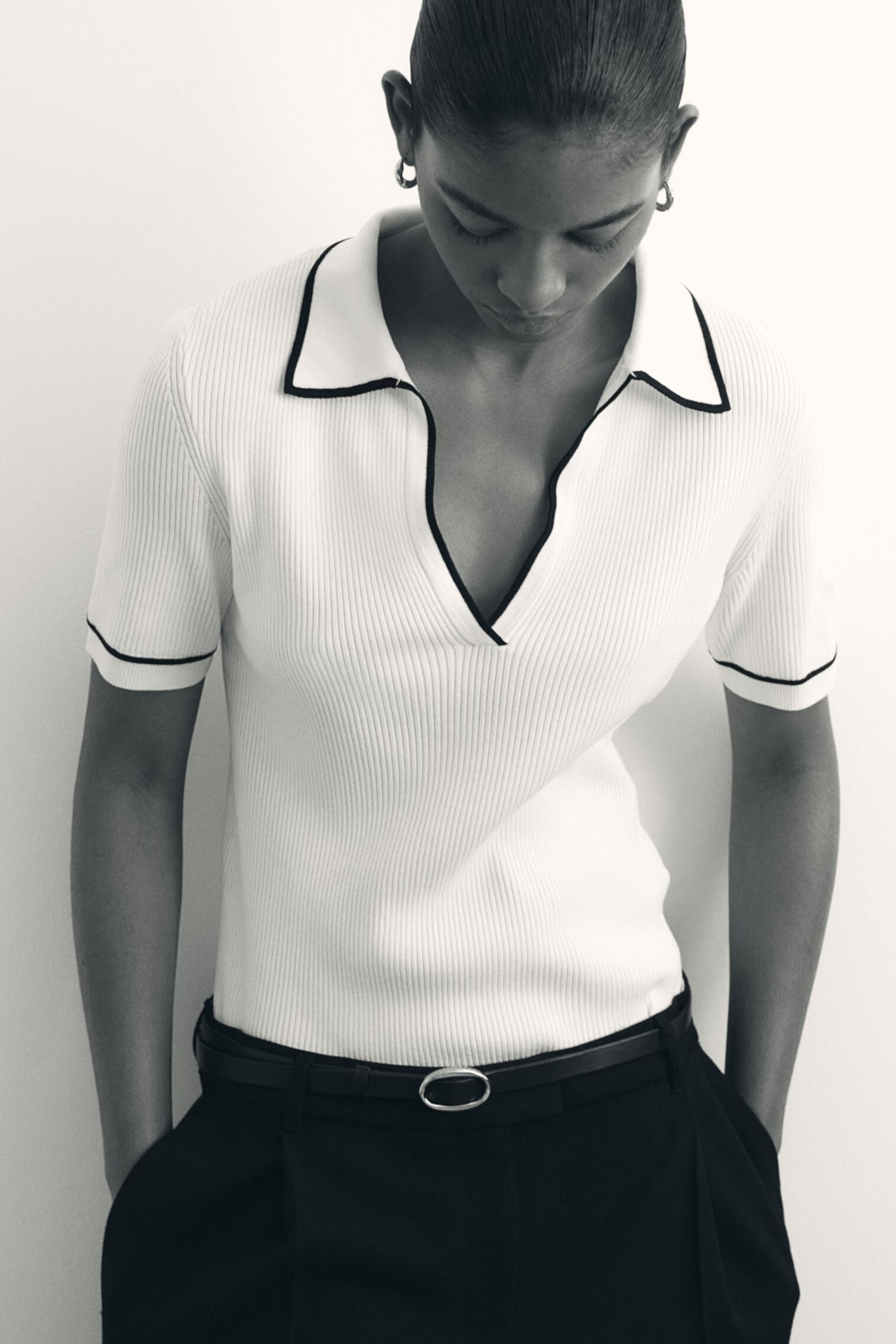 Rib-knit polo shirt H&M