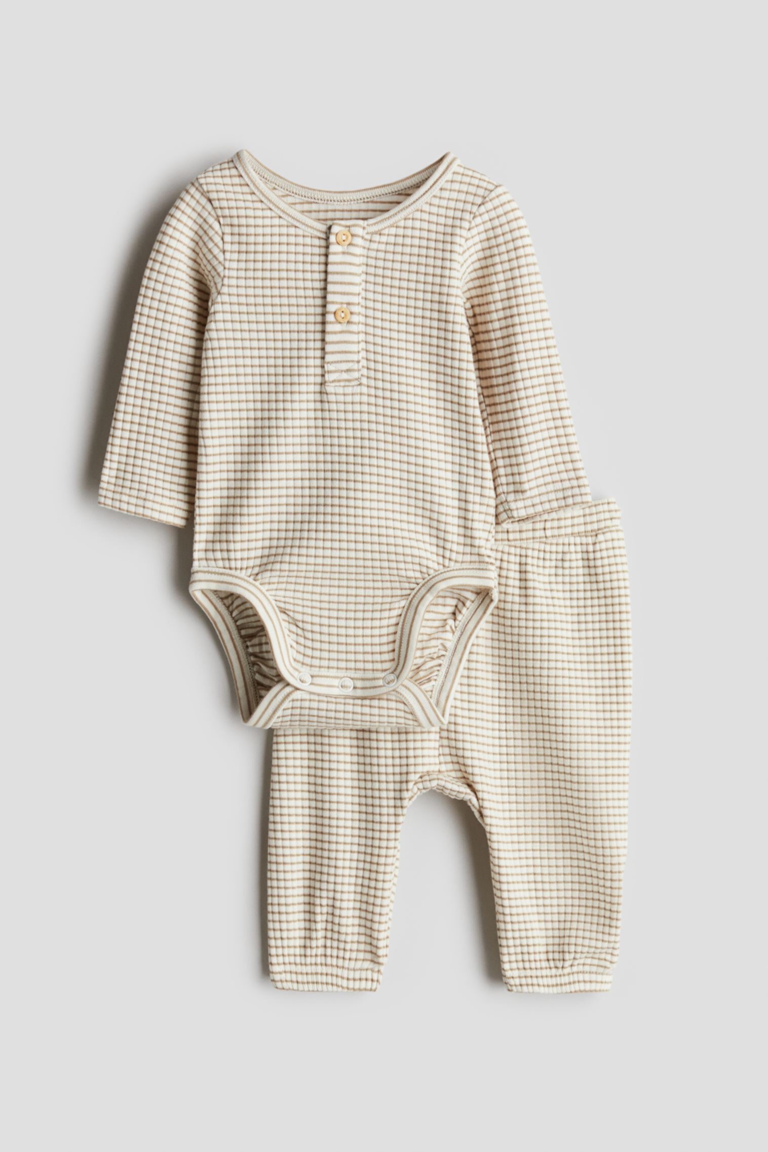 2-piece Henley Bodysuit and Pants Set H&M