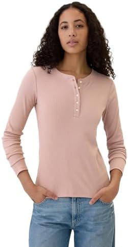 GAP Women's Long Sleeve Ribbed Henley Gap