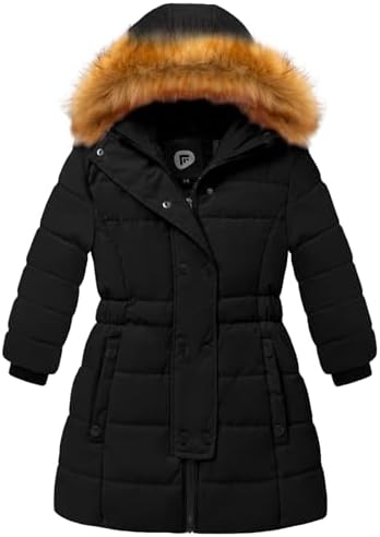 FARVALUE Girls Warm Winter Coats Water Resistant Thicken Long Parka Fleece Puffer Jacket Hooded Quilted Windbreaker Farvalue