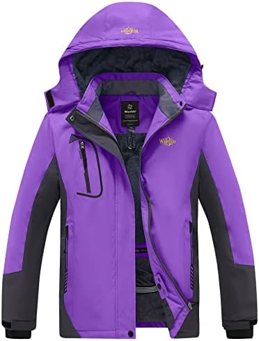 wantdo Women's Mountain Waterproof Ski Jacket Windproof Rain Jacket Winter Warm Hooded Coat Wantdo