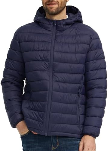 wantdo Men's Lightweight Winter Jackets Warm Puffer Jacket Quilted Winter Coat with Hood Wantdo