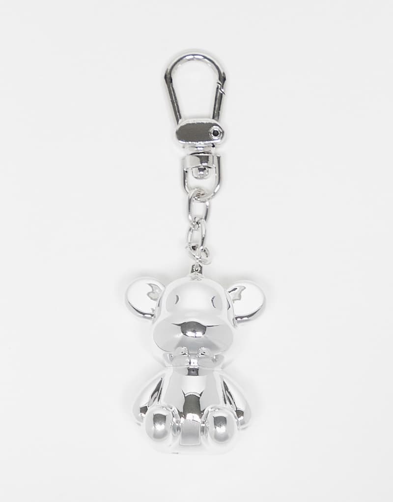 ASOS DESIGN bear key ring in silver tone Asos Design