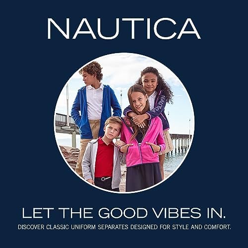 NAUTICA Boys' Full Zip Jacket, Kangaroo Pockets, Made with Lightweight Fleece Nautica