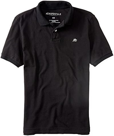 AEROPOSTALE Men's Solid Uniform Logo Rugby Polo Shirt Aeropostale