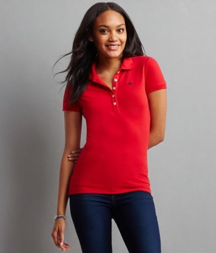 AEROPOSTALE Women's Polo Shirt Medium Red 619 Aeropostale