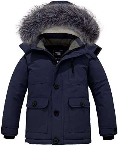 ZSHOW Boys' Hooded Winter Coat Warm Waterproof Puffer Jacket Thick Fleece Parka Zshow